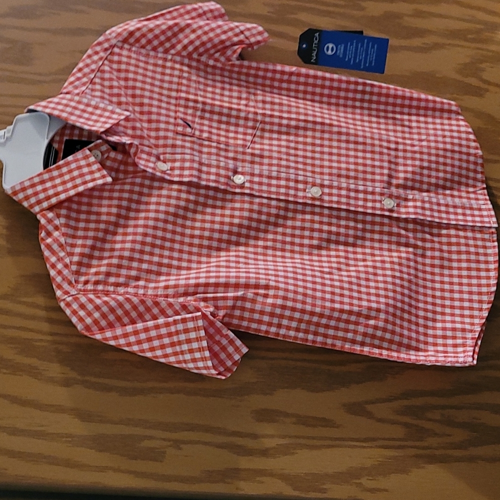 *Nautica M(5/6) red and white checkered shirt*